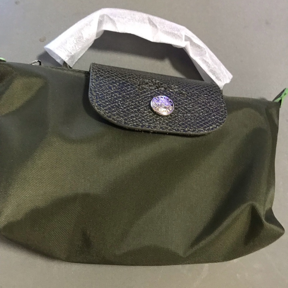 Compact Mini Top-Handle Bag in Loden Green with Black Flap
